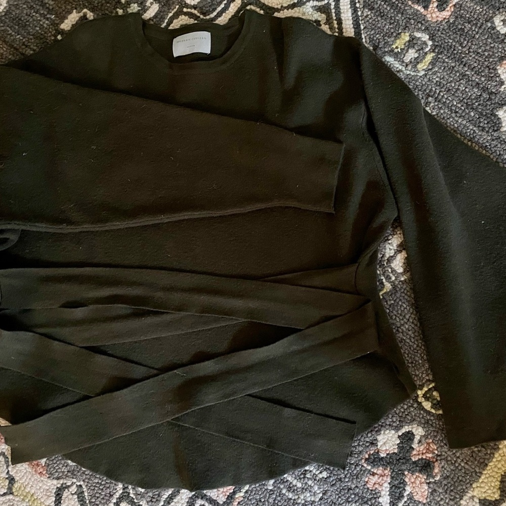 Modern Citizen Women's Olive Green Nara Wrap Sweater - Picture 2 of 8